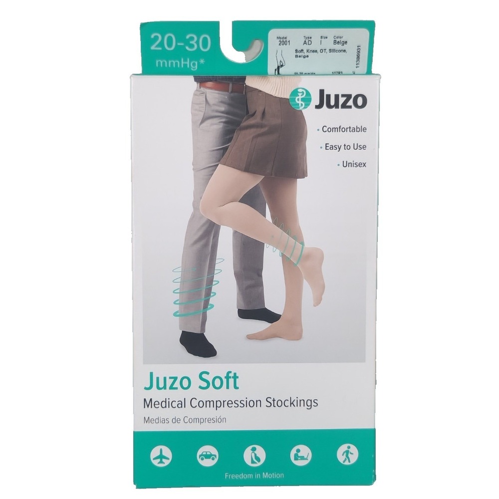Juzo 2001 Soft 20-30 Closed Toe Knee High Compression Stockings w/Silicone Band